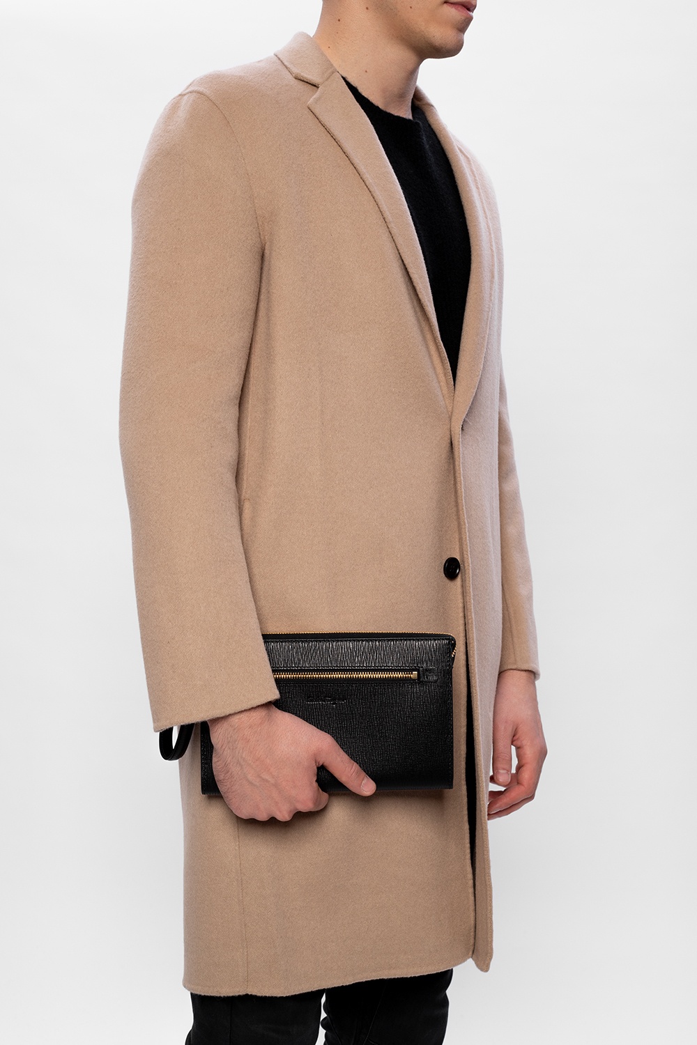 Salvatore Ferragamo Leather pouch with logo | Men's Bags | IetpShops